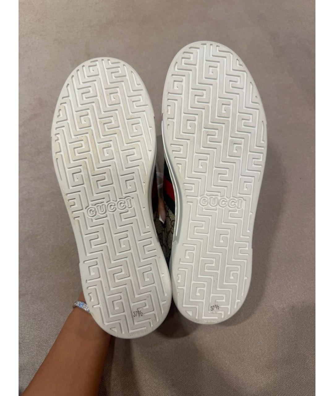 GUCCI Бежевые кожаные кеды, фото 2