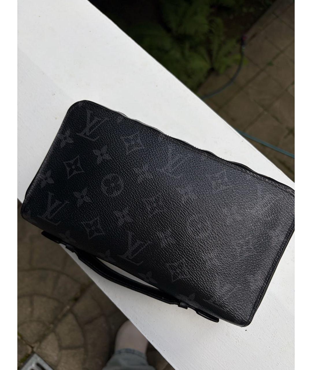 LOUIS VUITTON Антрацитовый кожаный кошелек, фото 4