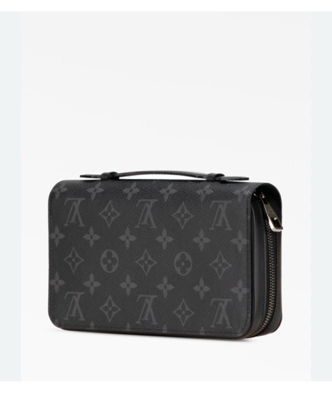 LOUIS VUITTON Антрацитовый кожаный кошелек, фото 6