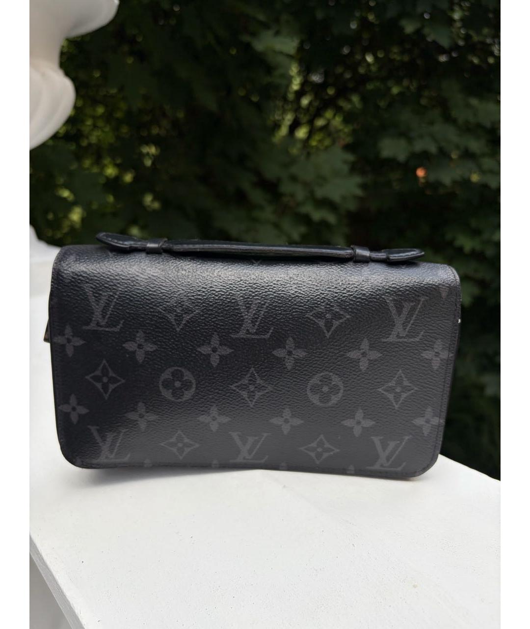 LOUIS VUITTON Антрацитовый кожаный кошелек, фото 2
