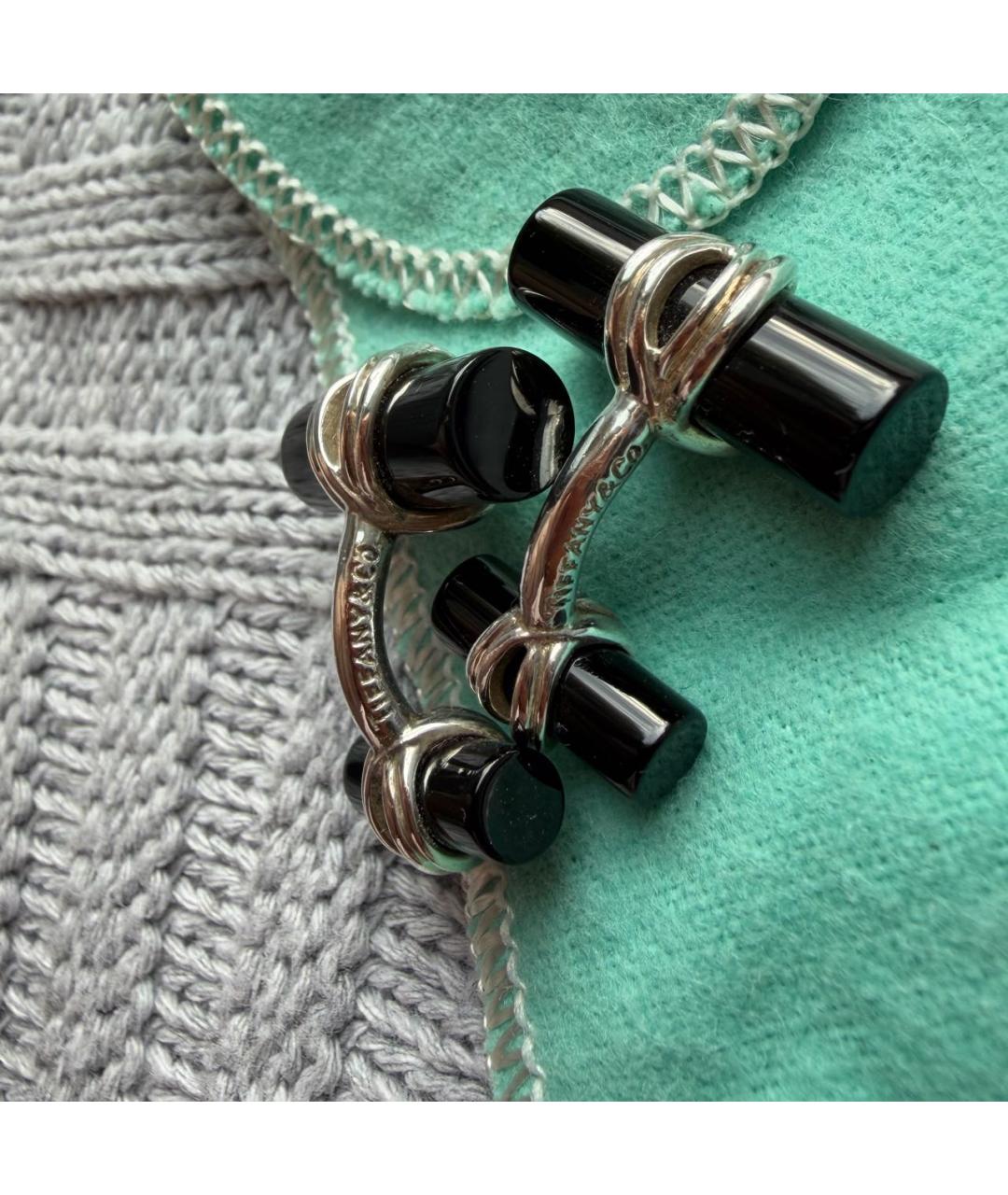 TIFFANY&CO Черные серебряные запонки, фото 3