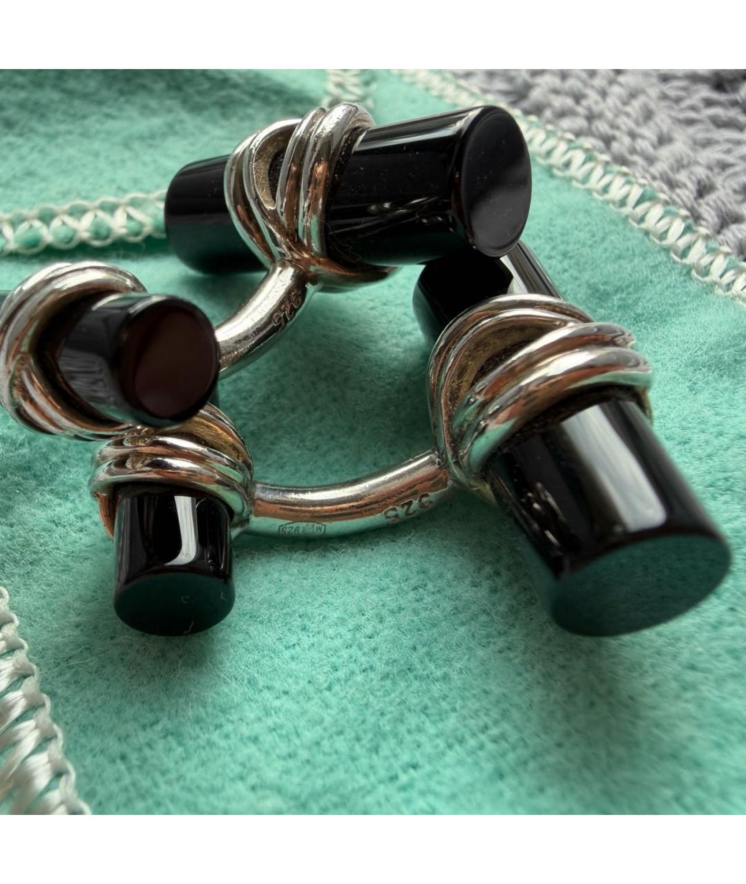 TIFFANY&CO Черные серебряные запонки, фото 4