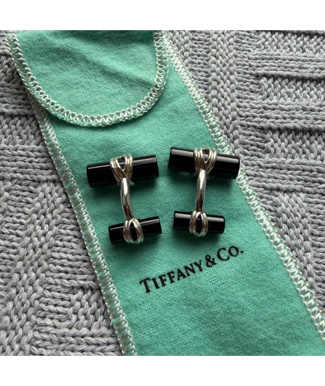 TIFFANY&CO Черные серебряные запонки, фото 2
