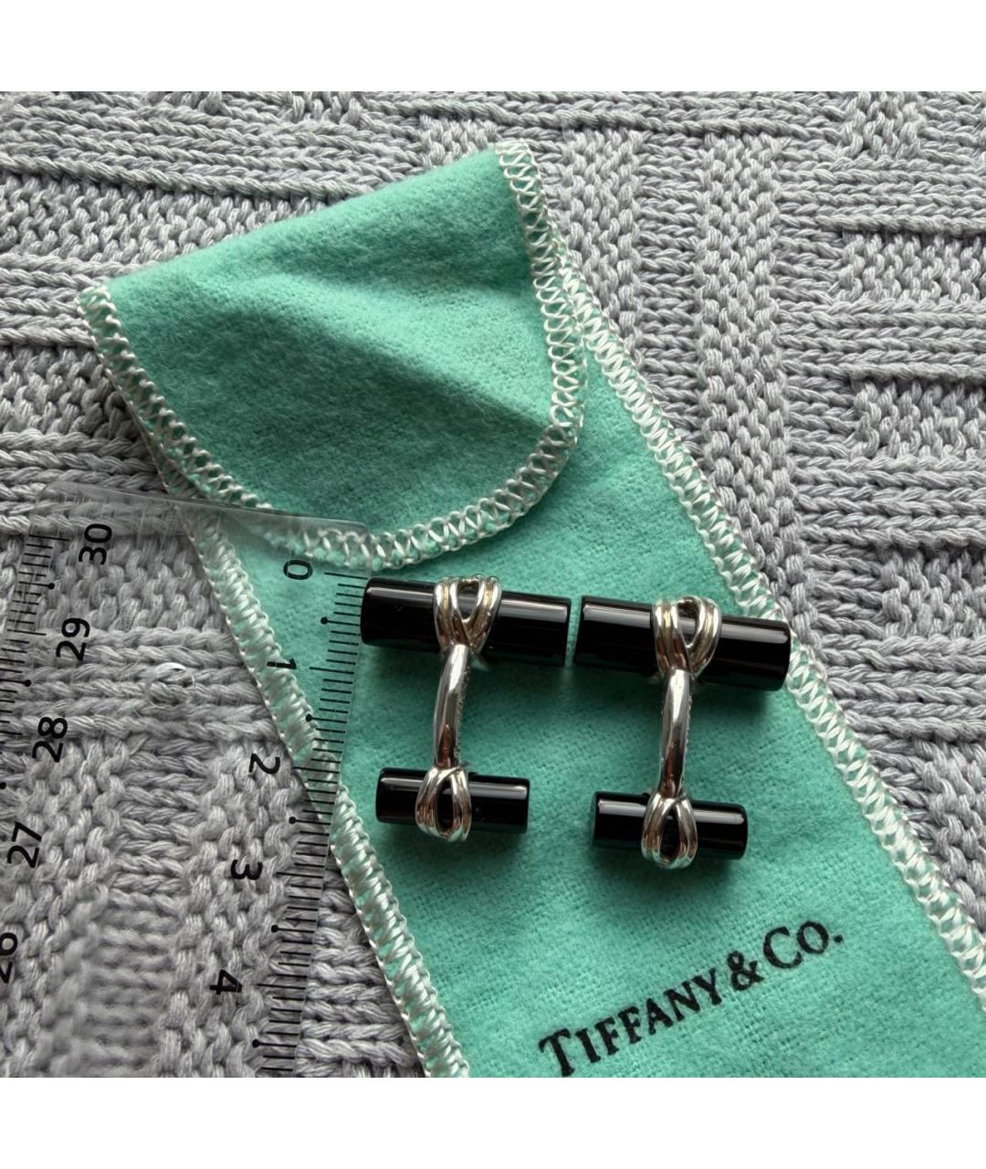 TIFFANY&CO Черные серебряные запонки, фото 5