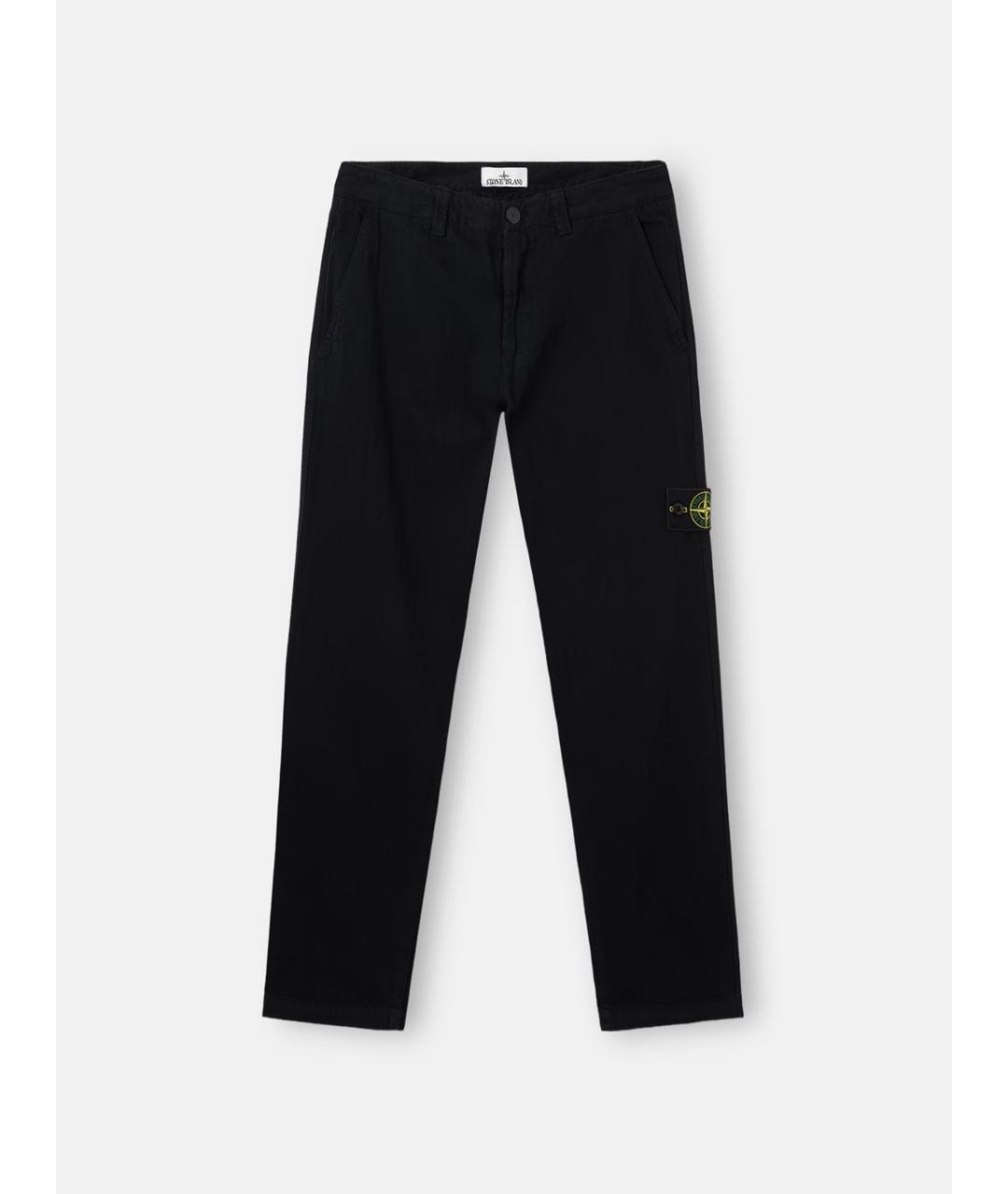 STONE ISLAND Черные хлопковые повседневные брюки, фото 3