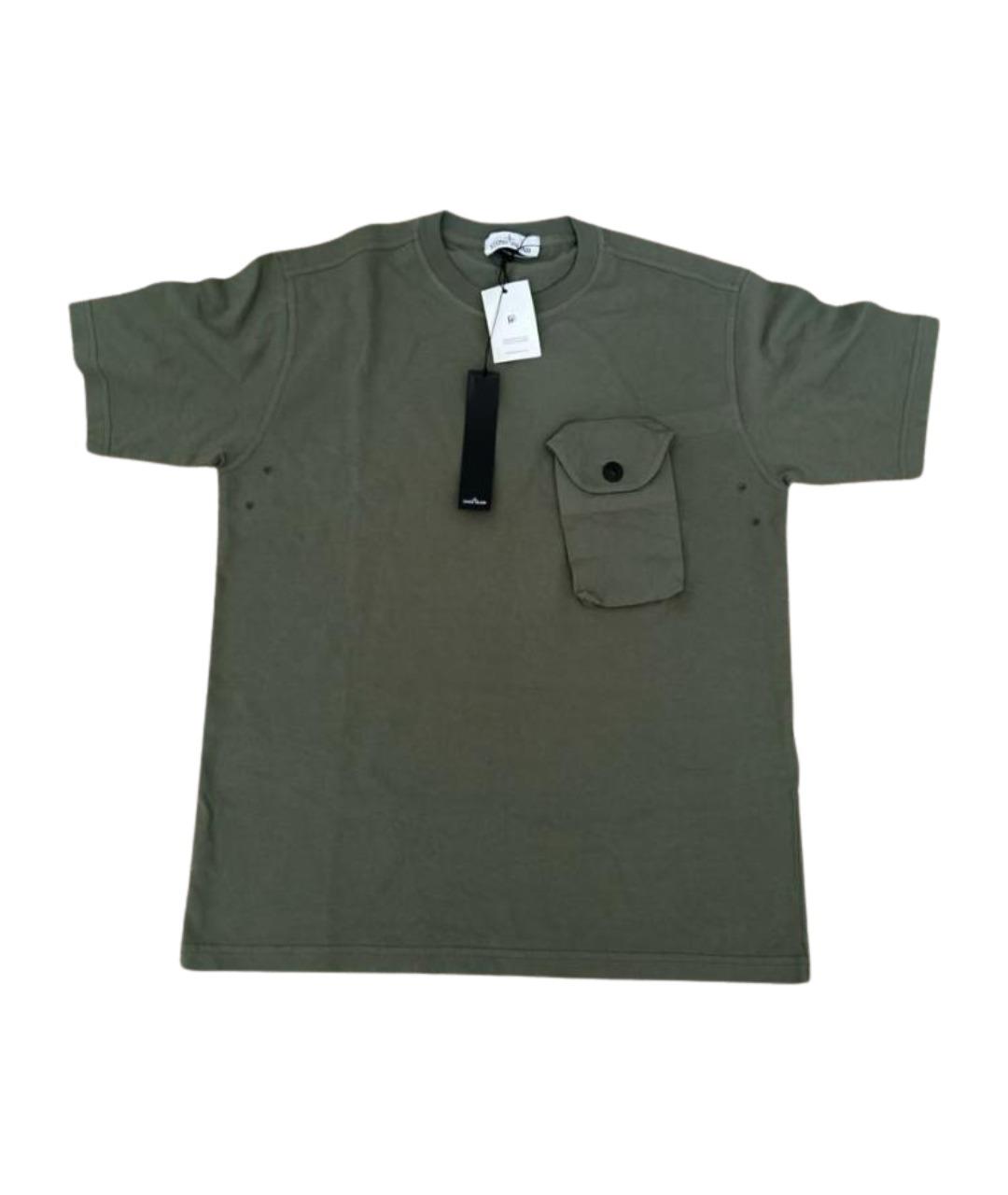 STONE ISLAND Хаки хлопковая футболка, фото 1