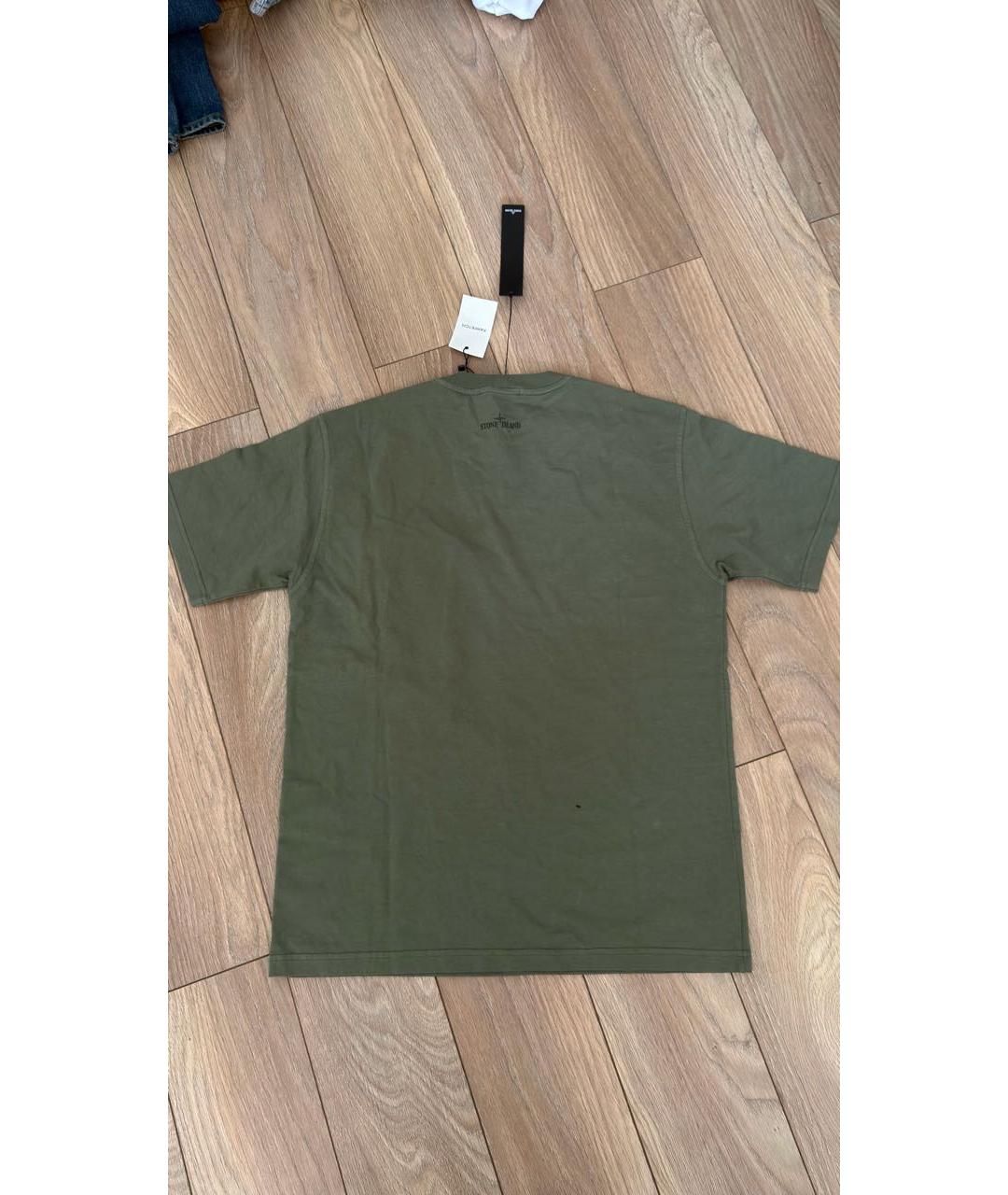 STONE ISLAND Хаки хлопковая футболка, фото 2