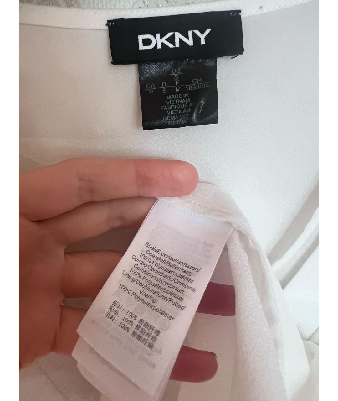 DKNY Белая полиэстеровая блузы, фото 3