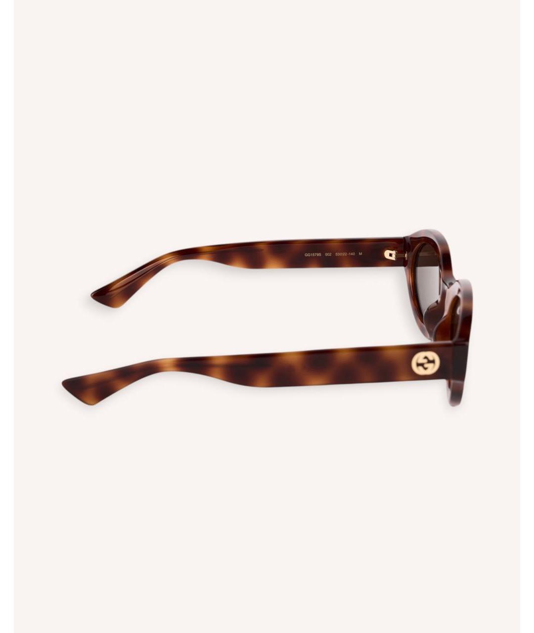 GUCCI Коричневые пластиковые солнцезащитные очки, фото 3