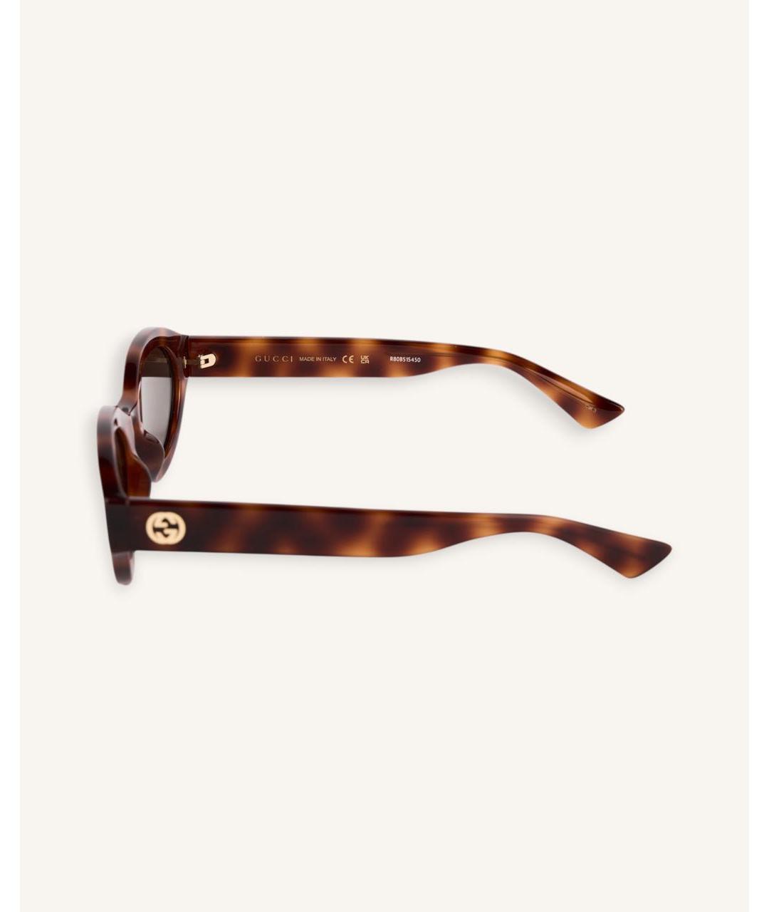 GUCCI Коричневые пластиковые солнцезащитные очки, фото 4