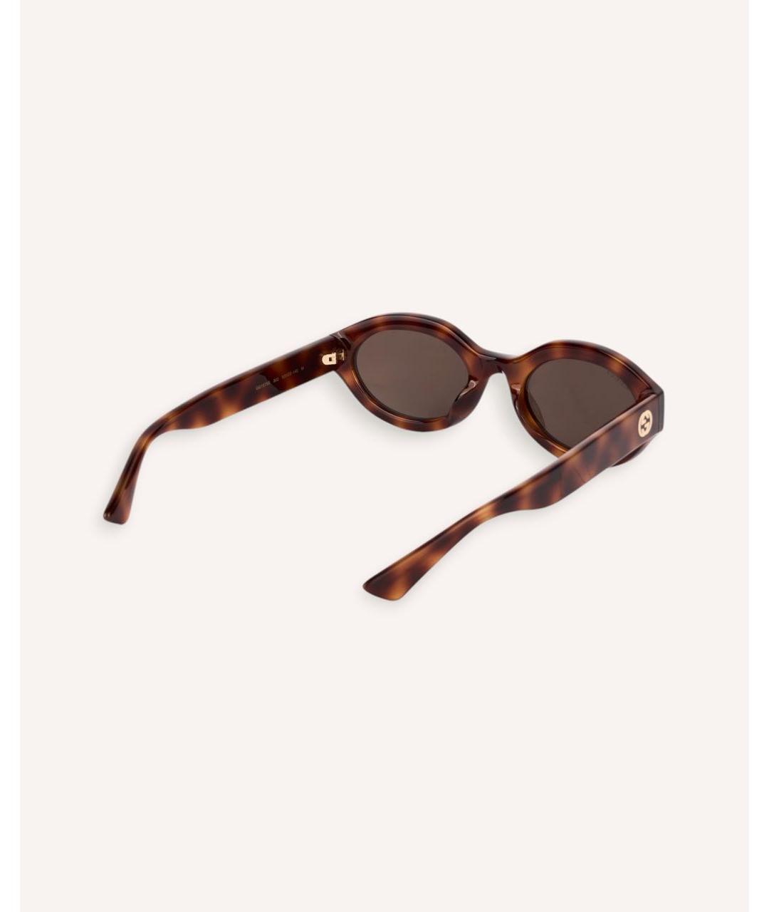 GUCCI Коричневые пластиковые солнцезащитные очки, фото 2
