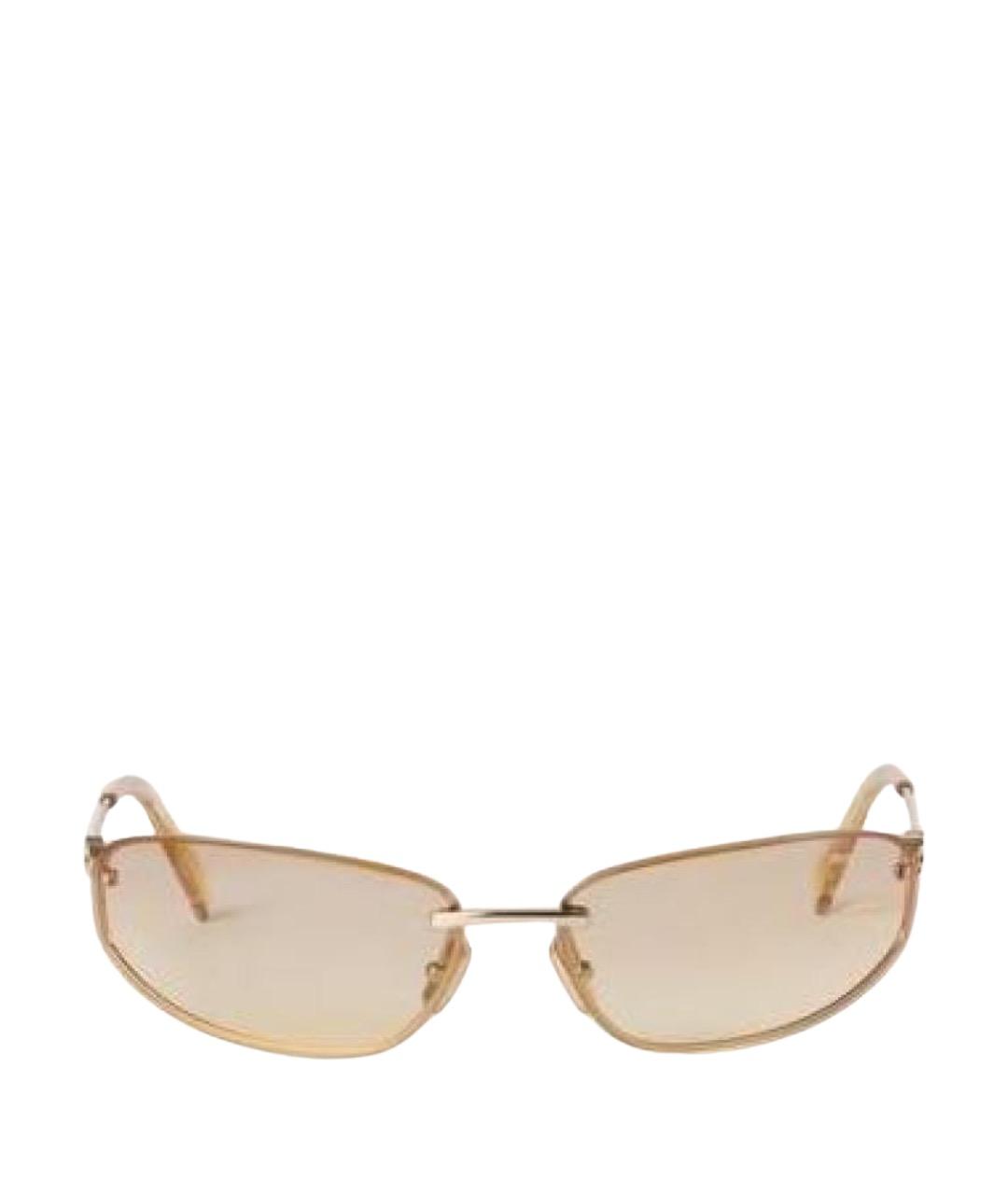 MIU MIU Золотые металлические солнцезащитные очки, фото 1