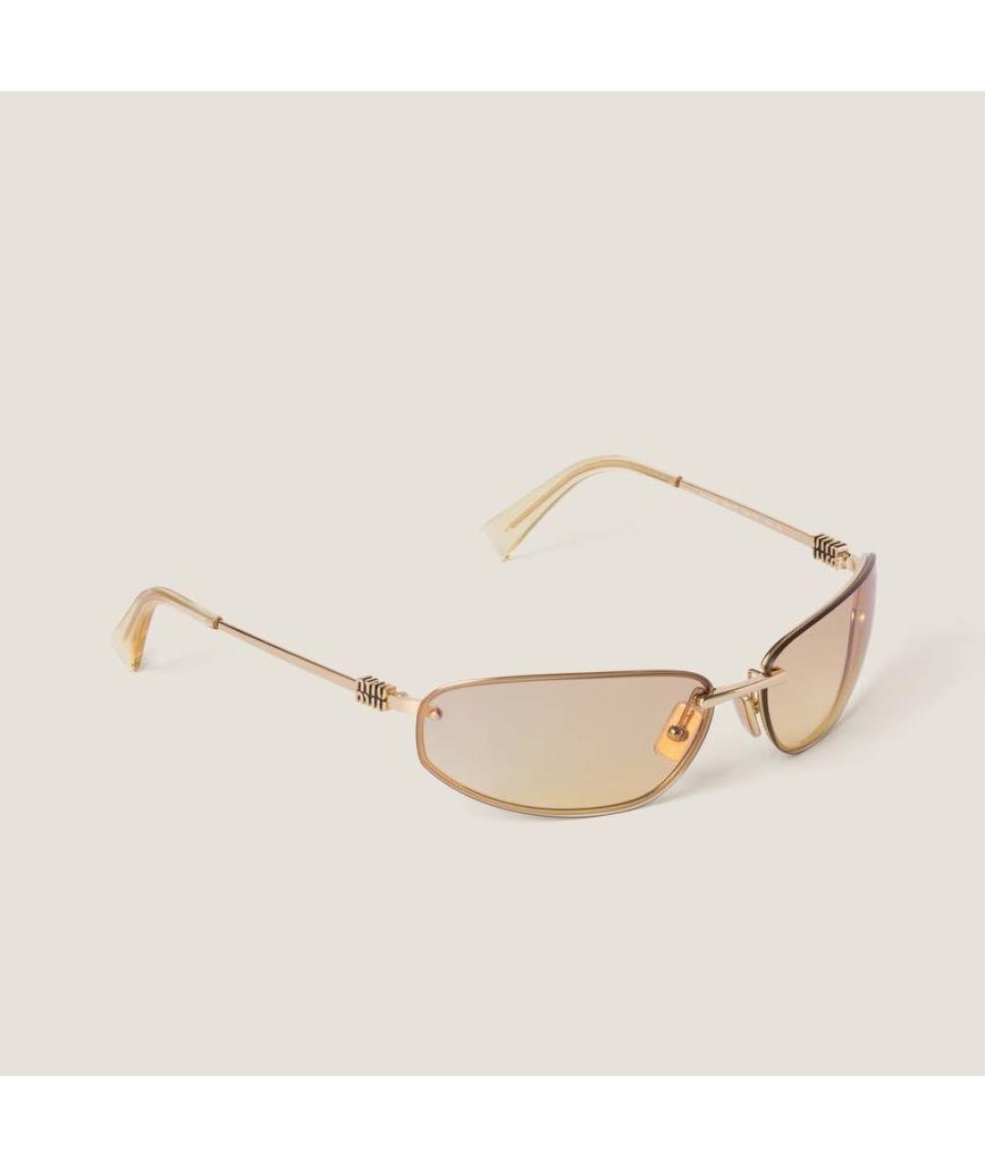 MIU MIU Золотые металлические солнцезащитные очки, фото 2