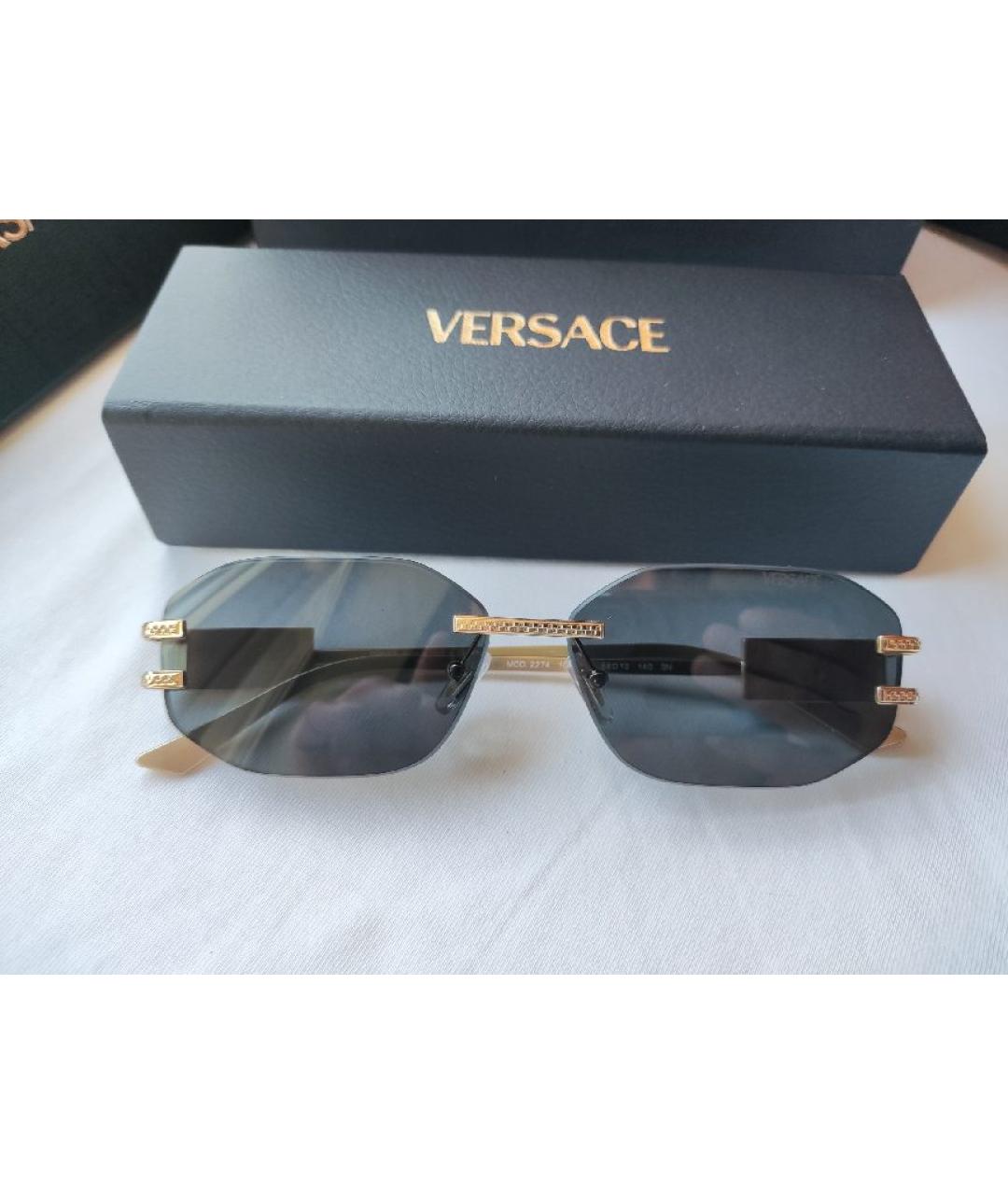 VERSACE Золотые металлические солнцезащитные очки, фото 10