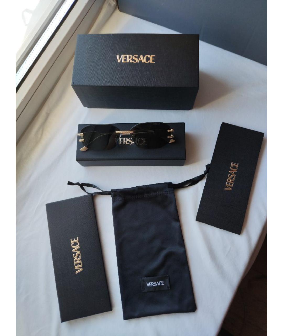 VERSACE Золотые металлические солнцезащитные очки, фото 4