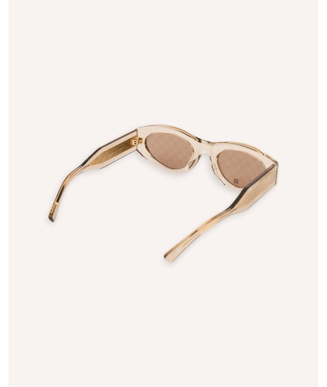 GUCCI Бежевые пластиковые солнцезащитные очки, фото 2