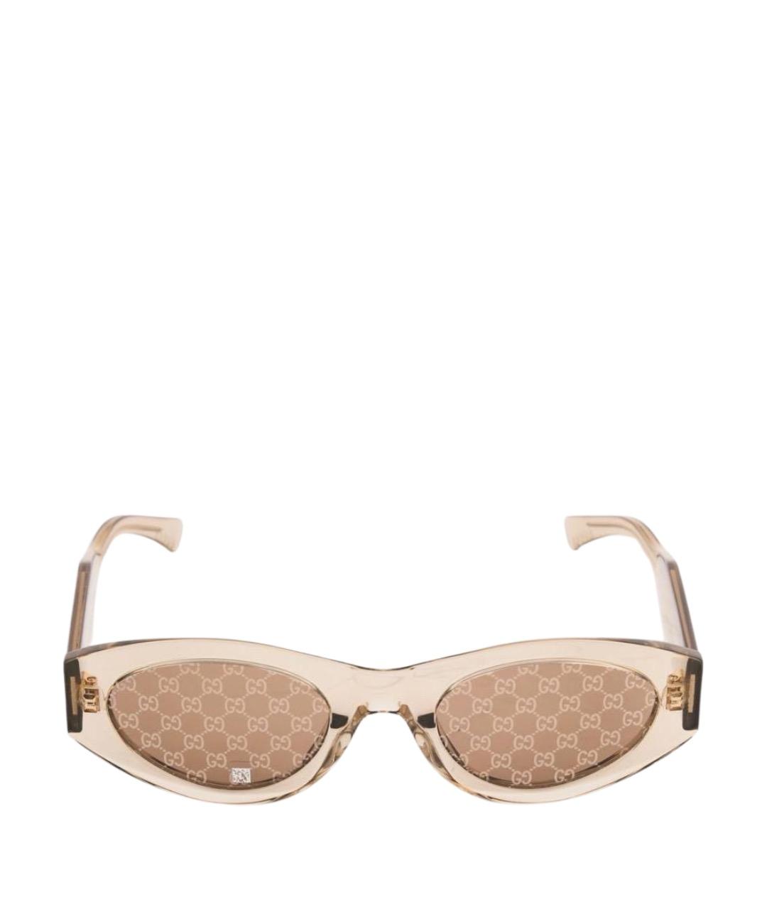 GUCCI Бежевые пластиковые солнцезащитные очки, фото 1