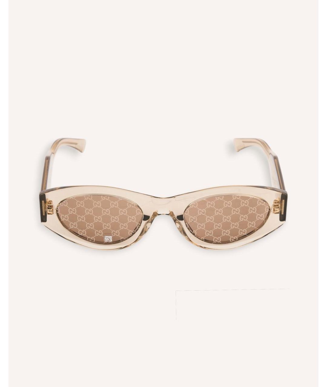 GUCCI Бежевые пластиковые солнцезащитные очки, фото 5