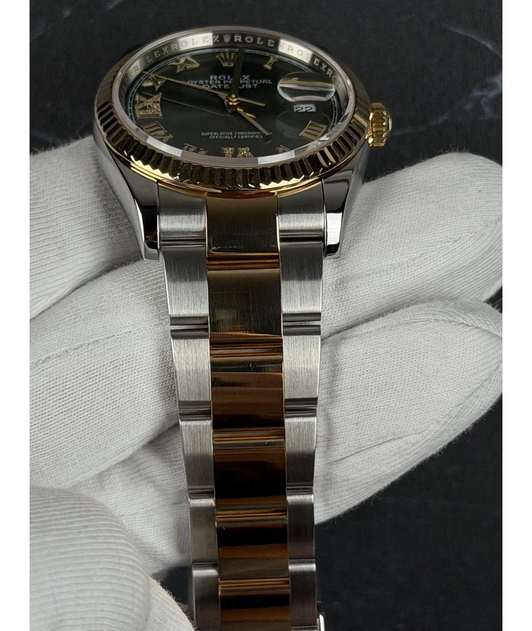 ROLEX Зеленые часы из желтого золота, фото 5