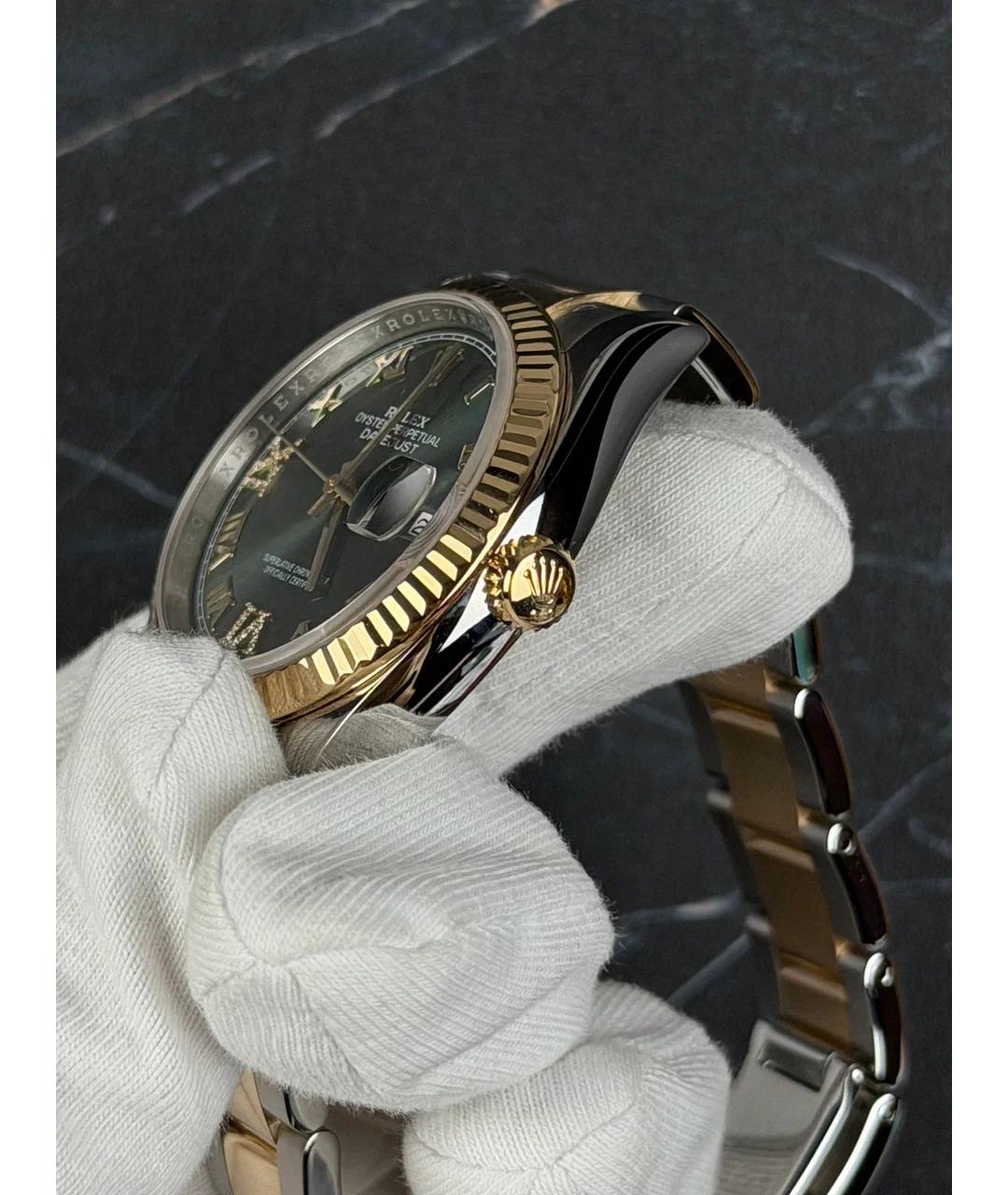 ROLEX Зеленые часы из желтого золота, фото 3