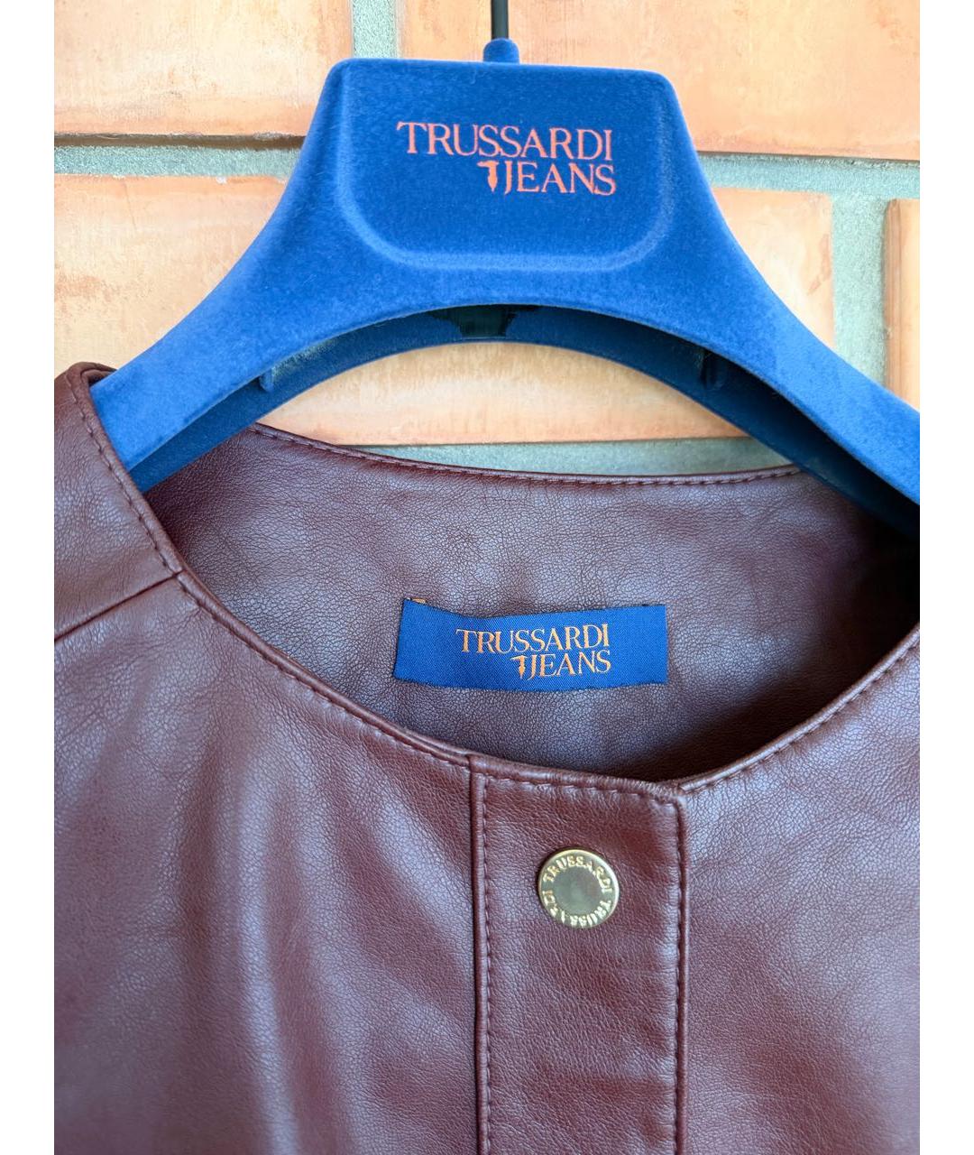 TRUSSARDI JEANS Бордовая полиуретановая куртка, фото 3