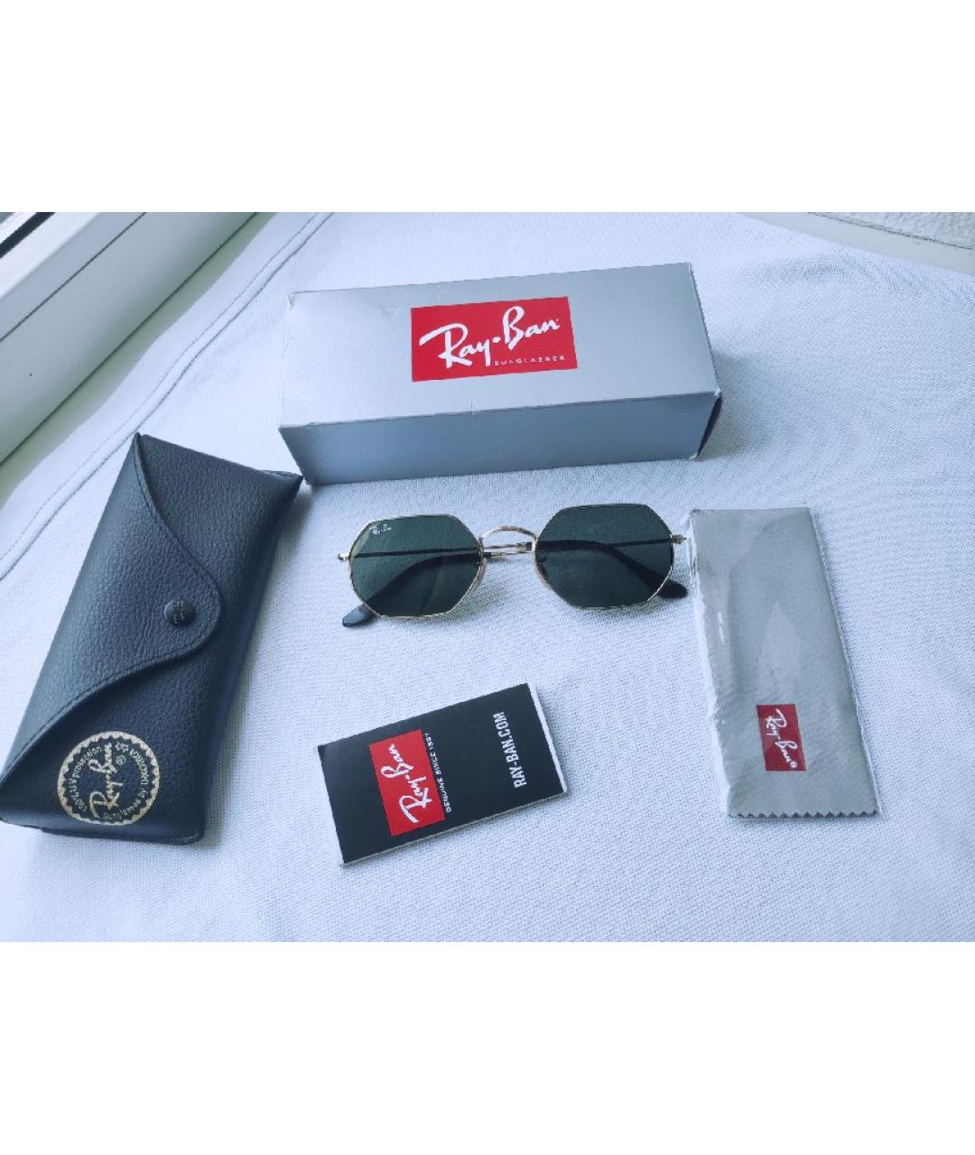 RAY BAN Золотые металлические солнцезащитные очки, фото 10