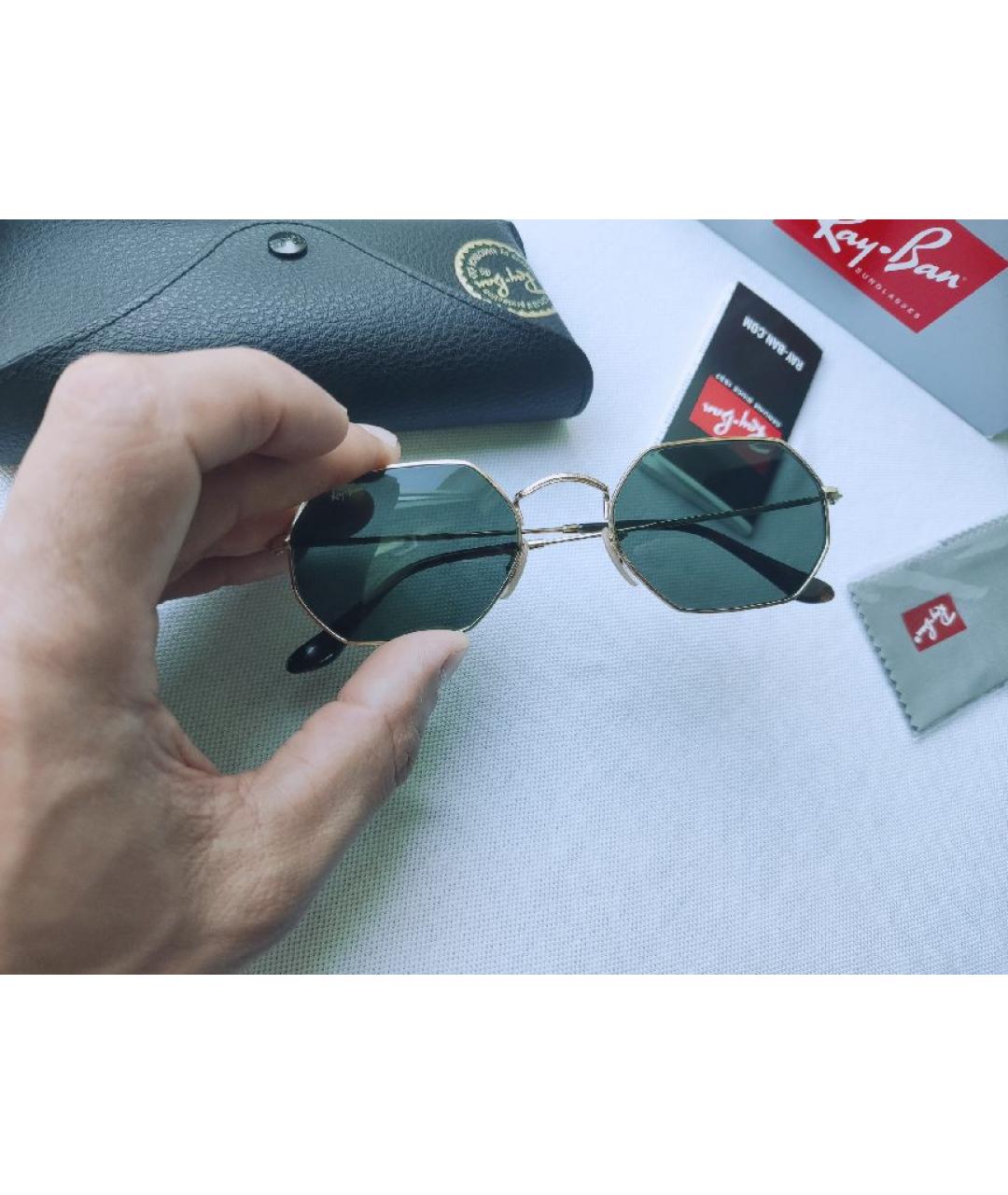 RAY BAN Золотые металлические солнцезащитные очки, фото 2