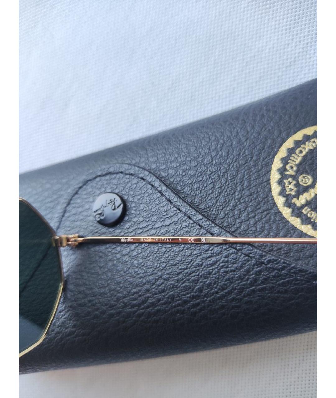 RAY BAN Золотые металлические солнцезащитные очки, фото 7