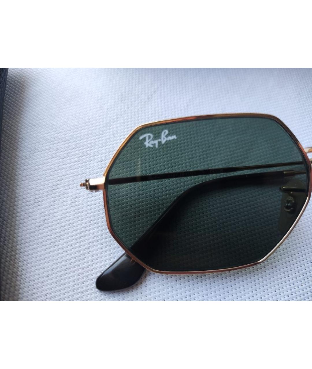 RAY BAN Золотые металлические солнцезащитные очки, фото 4