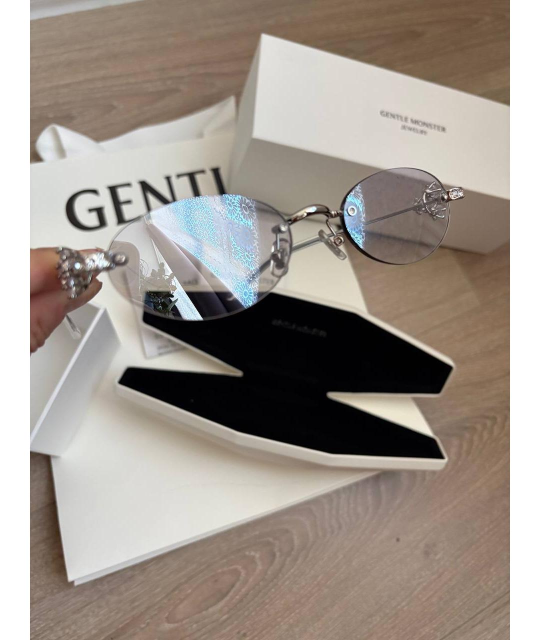GENTLE MONSTER Серебряные металлические солнцезащитные очки, фото 4