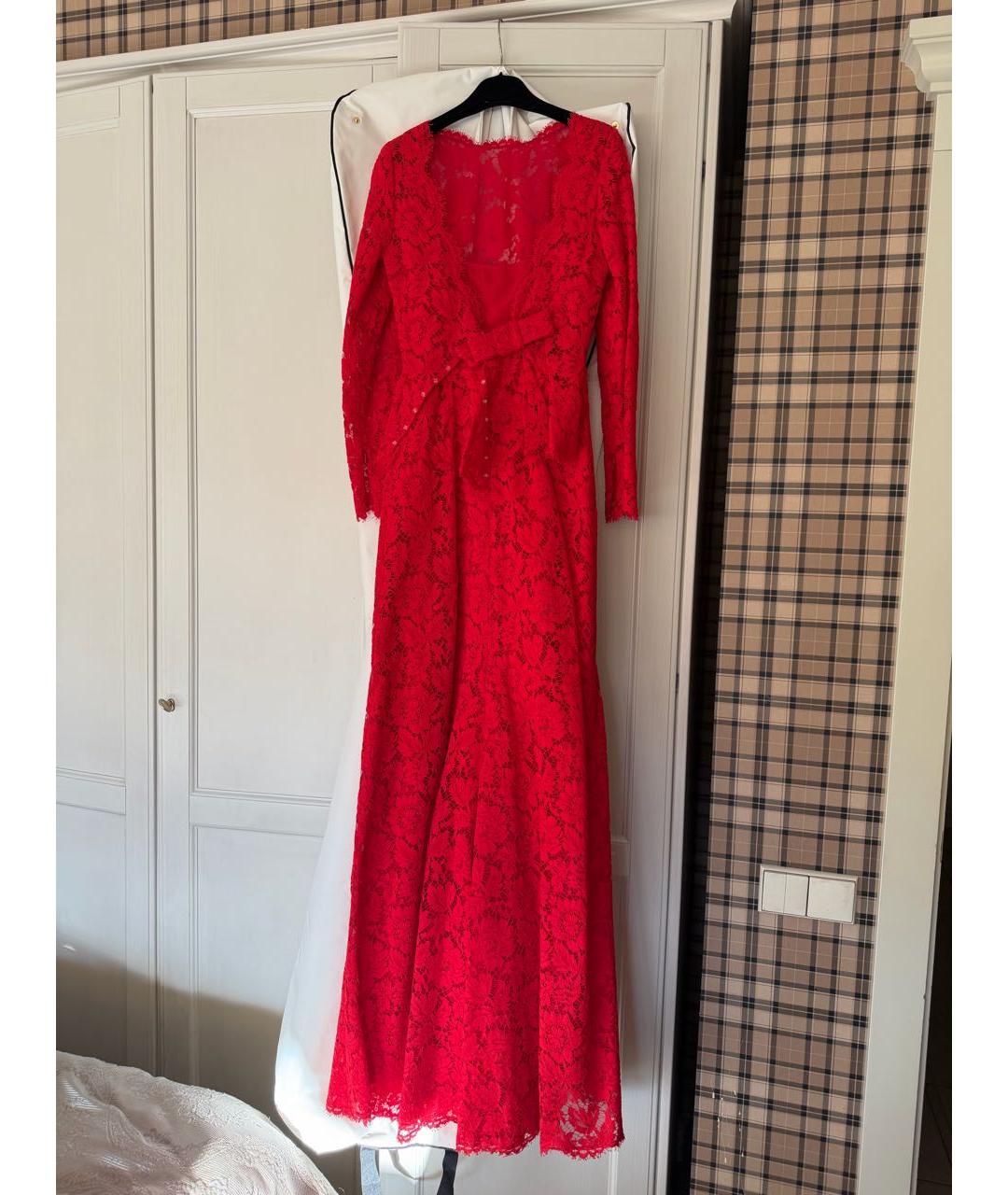 VALENTINO Красное хлопковое вечернее платье, фото 2