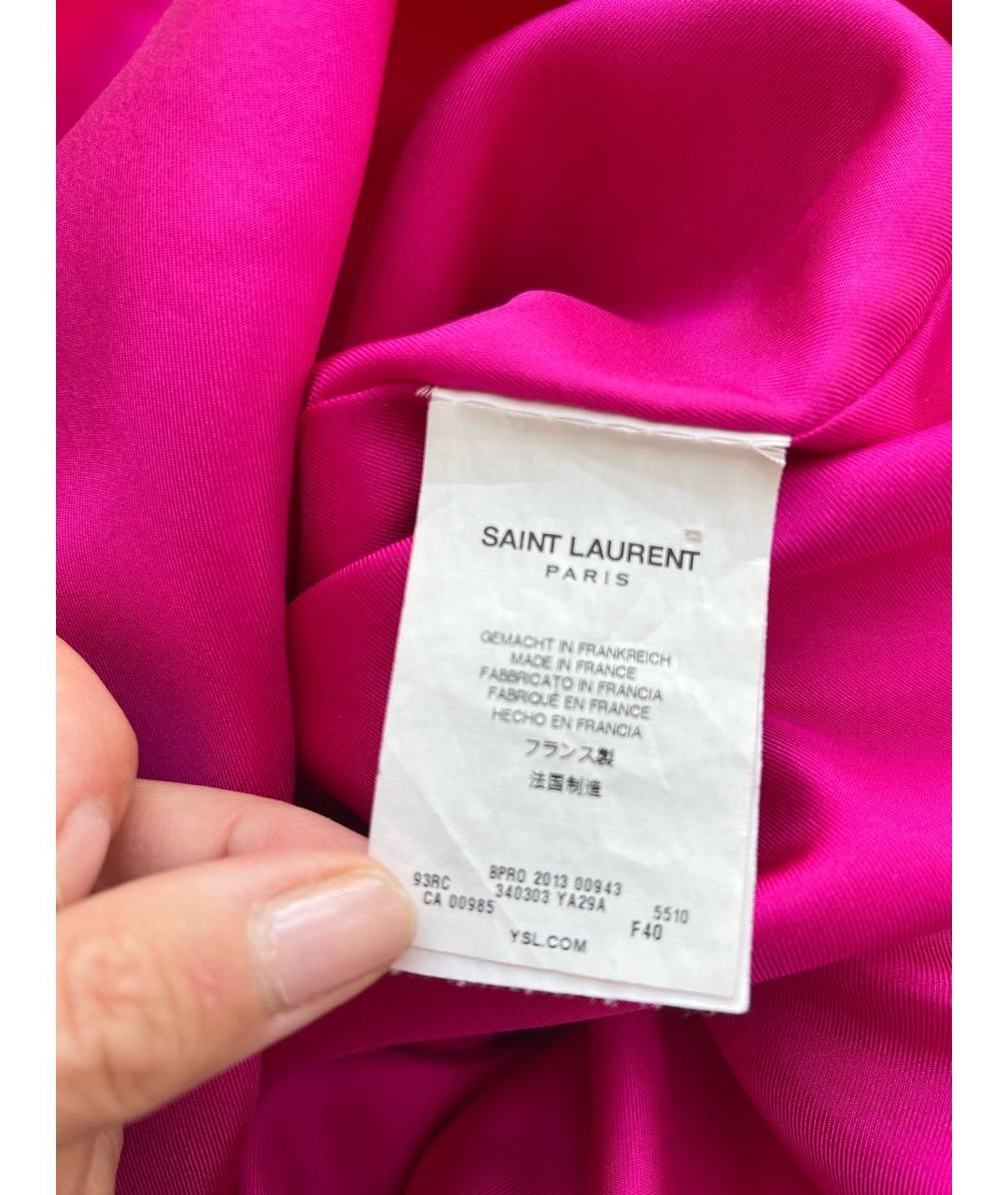 SAINT LAURENT Фуксия ацетатное коктейльное платье, фото 4