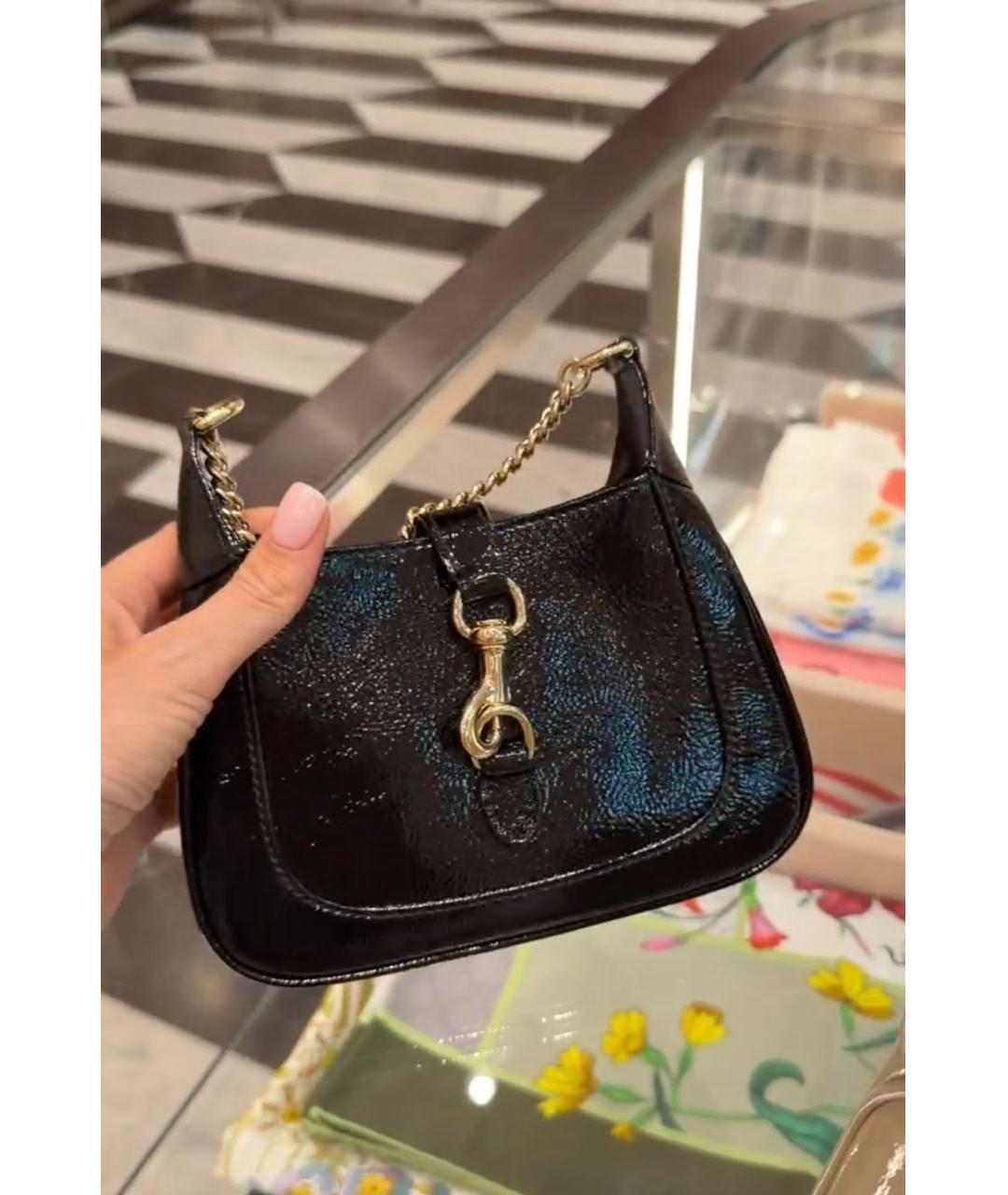 GUCCI Черная сумка через плечо из лакированной кожи, фото 3
