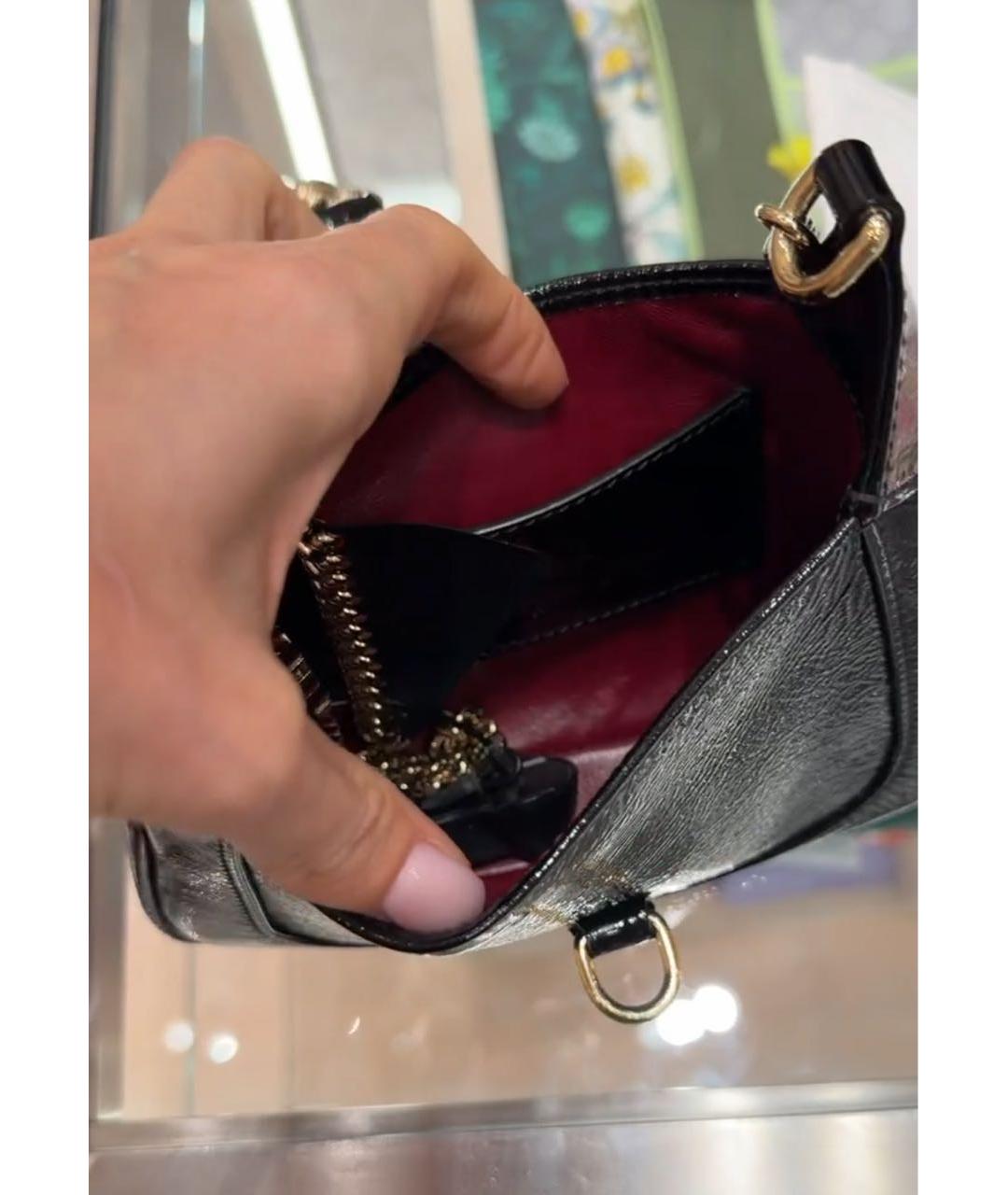 GUCCI Черная сумка через плечо из лакированной кожи, фото 4