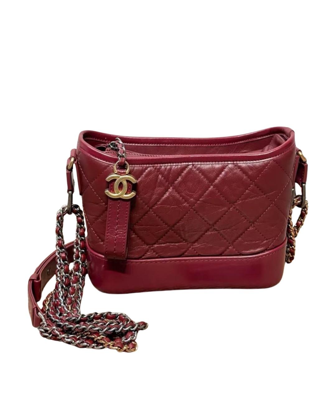 CHANEL Бордовая кожаная сумка через плечо, фото 1
