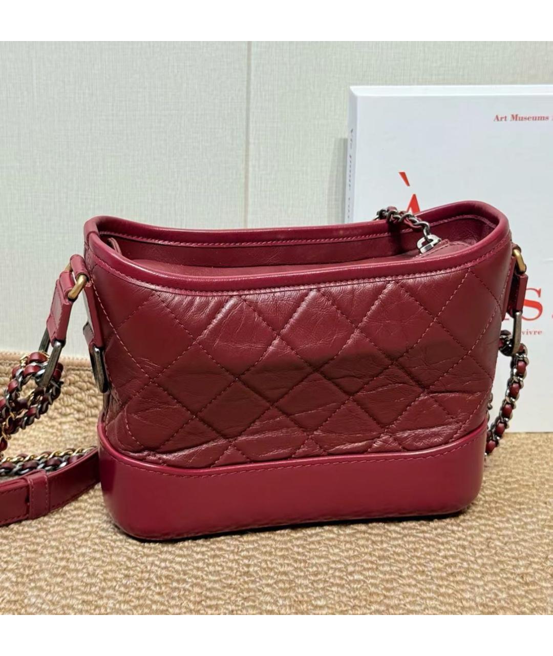 CHANEL Бордовая кожаная сумка через плечо, фото 3