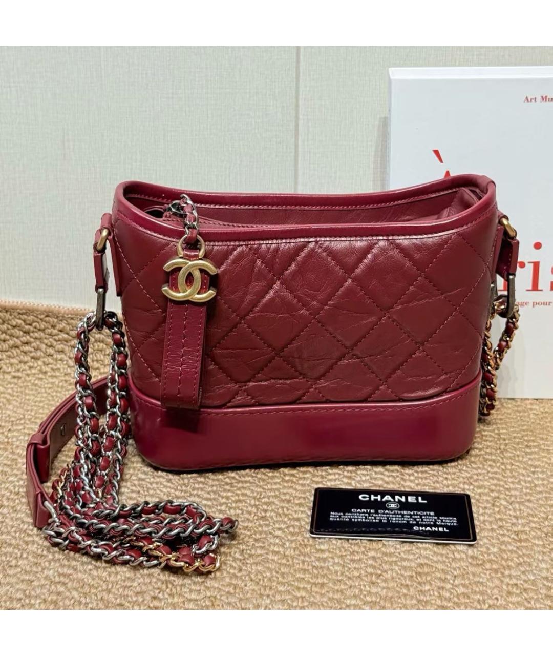 CHANEL Бордовая кожаная сумка через плечо, фото 6