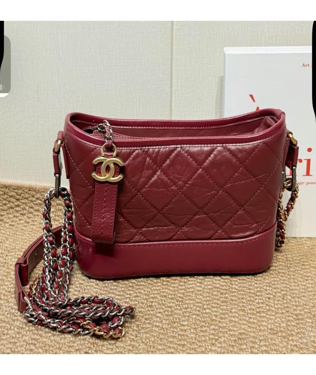 CHANEL Бордовая кожаная сумка через плечо, фото 2
