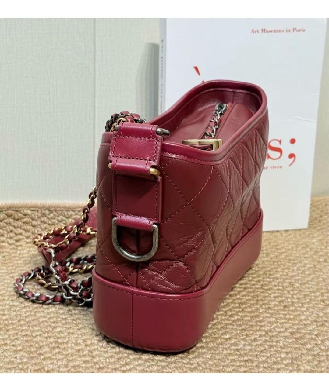 CHANEL Бордовая кожаная сумка через плечо, фото 5
