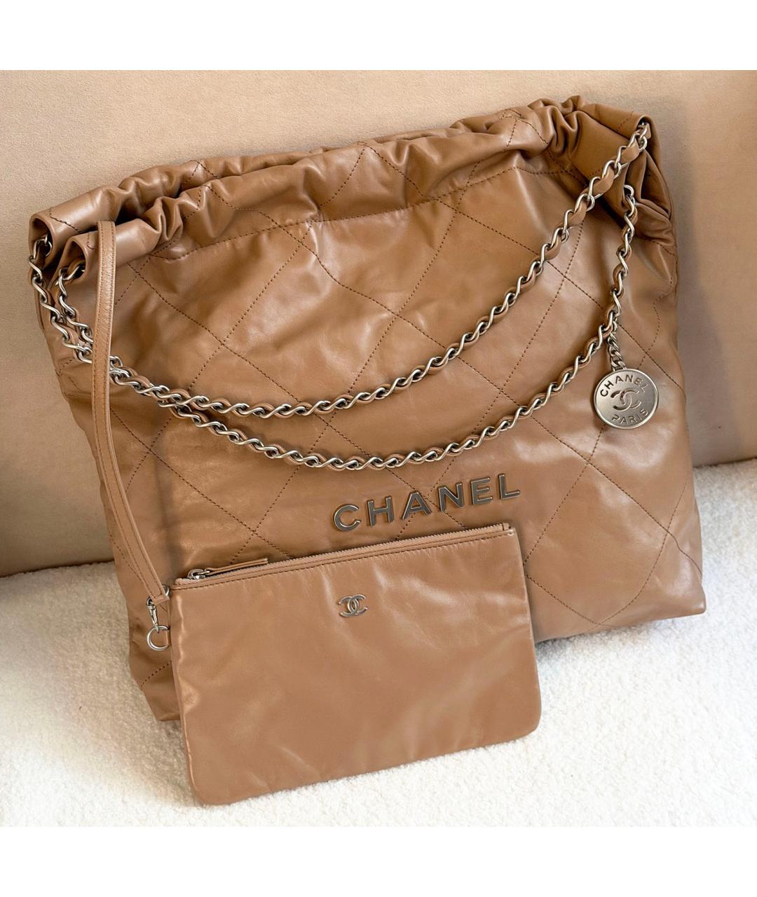 CHANEL Коричневая кожаная сумка тоут, фото 6