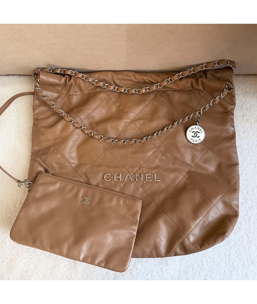 CHANEL Коричневая кожаная сумка тоут, фото 5