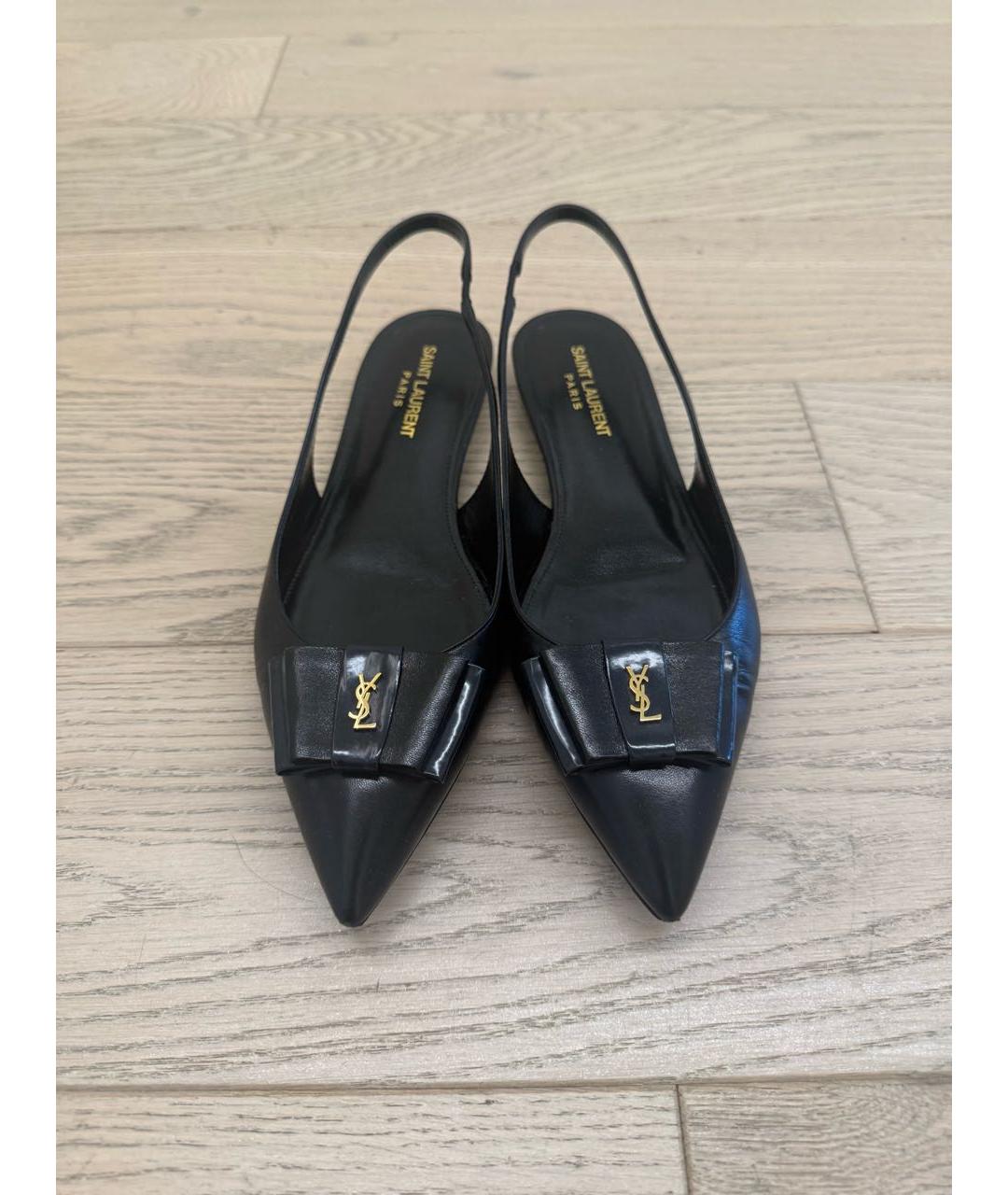 SAINT LAURENT Черные кожаные балетки, фото 2