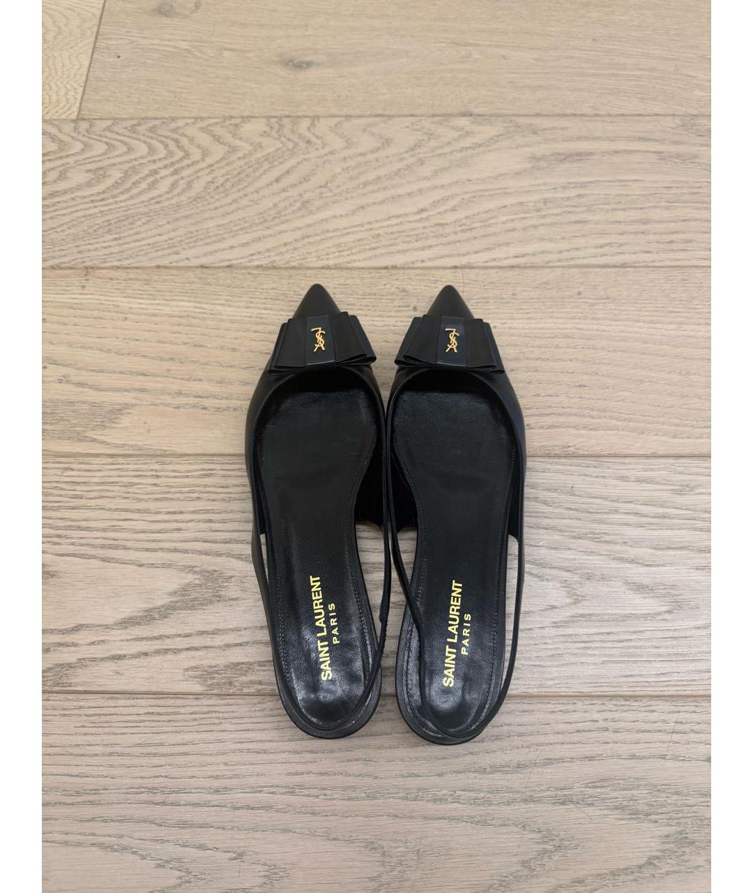 SAINT LAURENT Черные кожаные балетки, фото 3