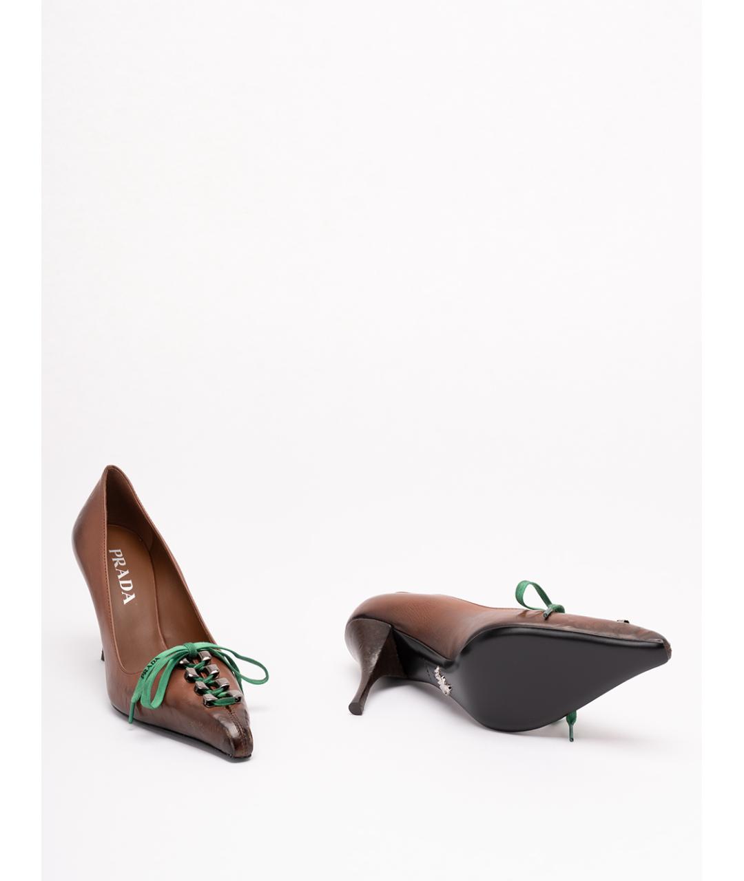 PRADA Коричневые кожаные туфли, фото 4