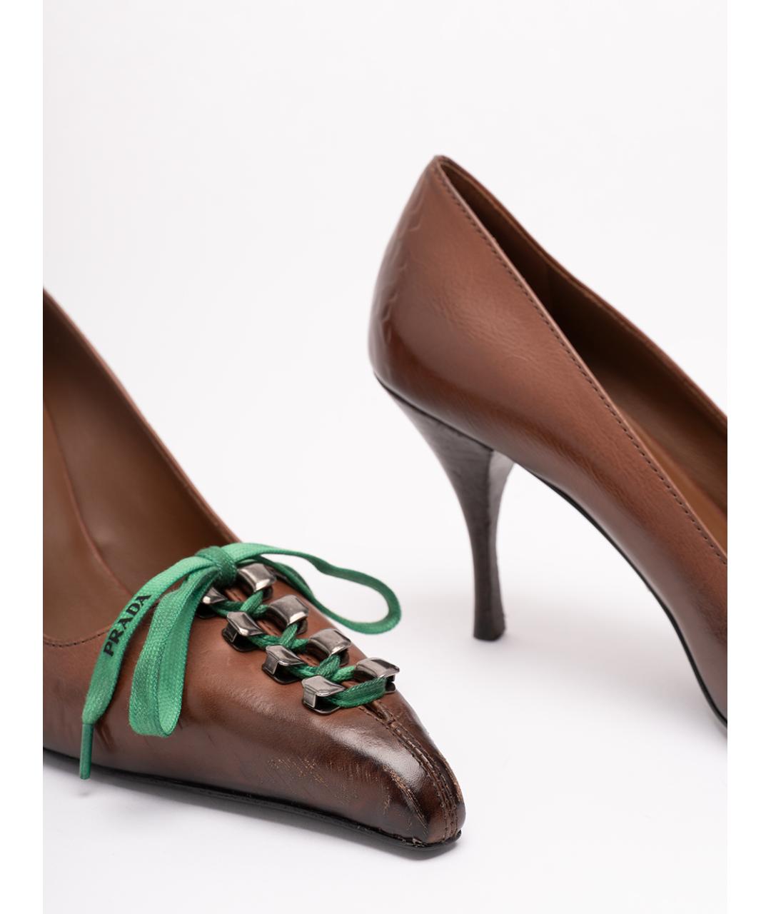 PRADA Коричневые кожаные туфли, фото 5