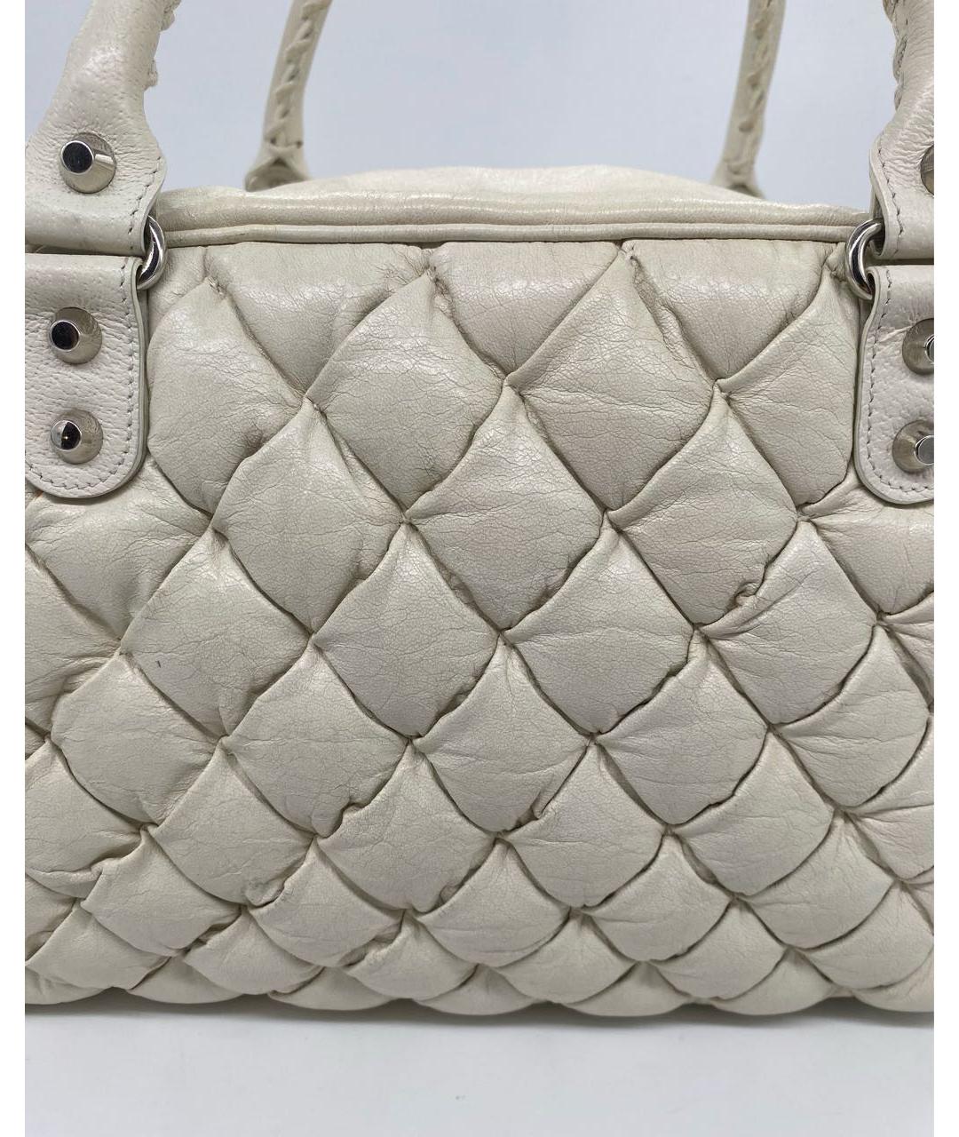 BALENCIAGA Бежевая кожаная сумка с короткими ручками, фото 7