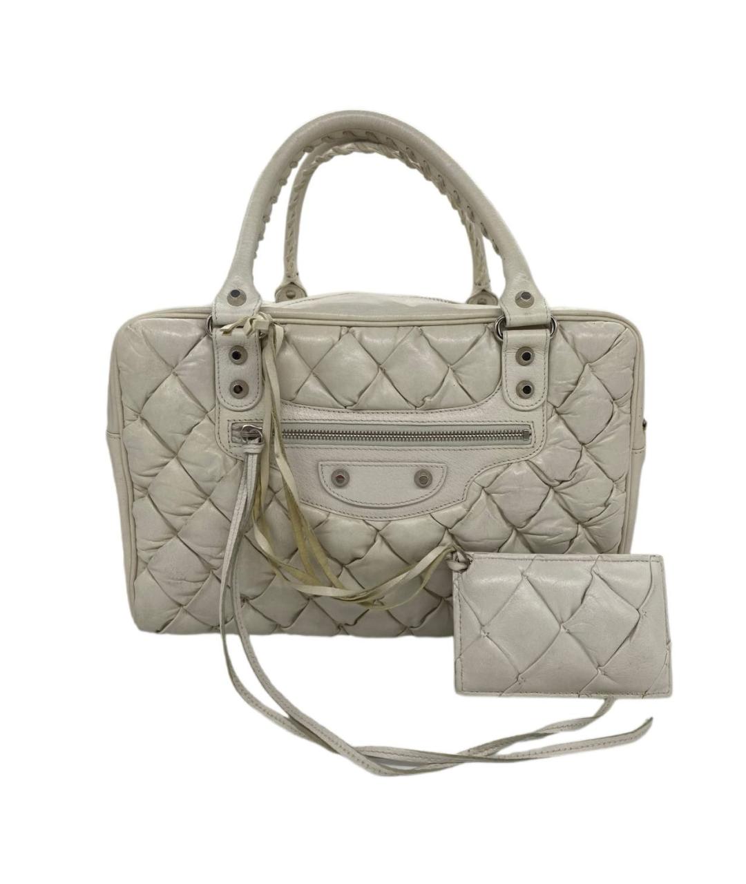 BALENCIAGA Бежевая кожаная сумка с короткими ручками, фото 9