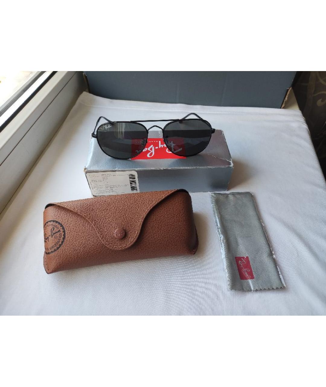 RAY BAN Черные металлические солнцезащитные очки, фото 3