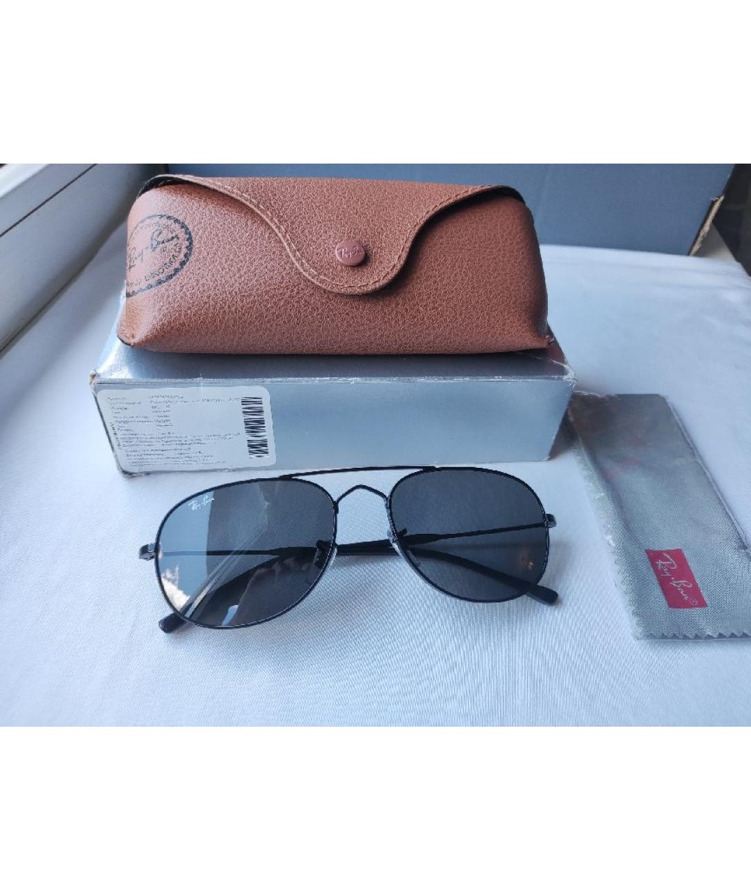 RAY BAN Черные металлические солнцезащитные очки, фото 2