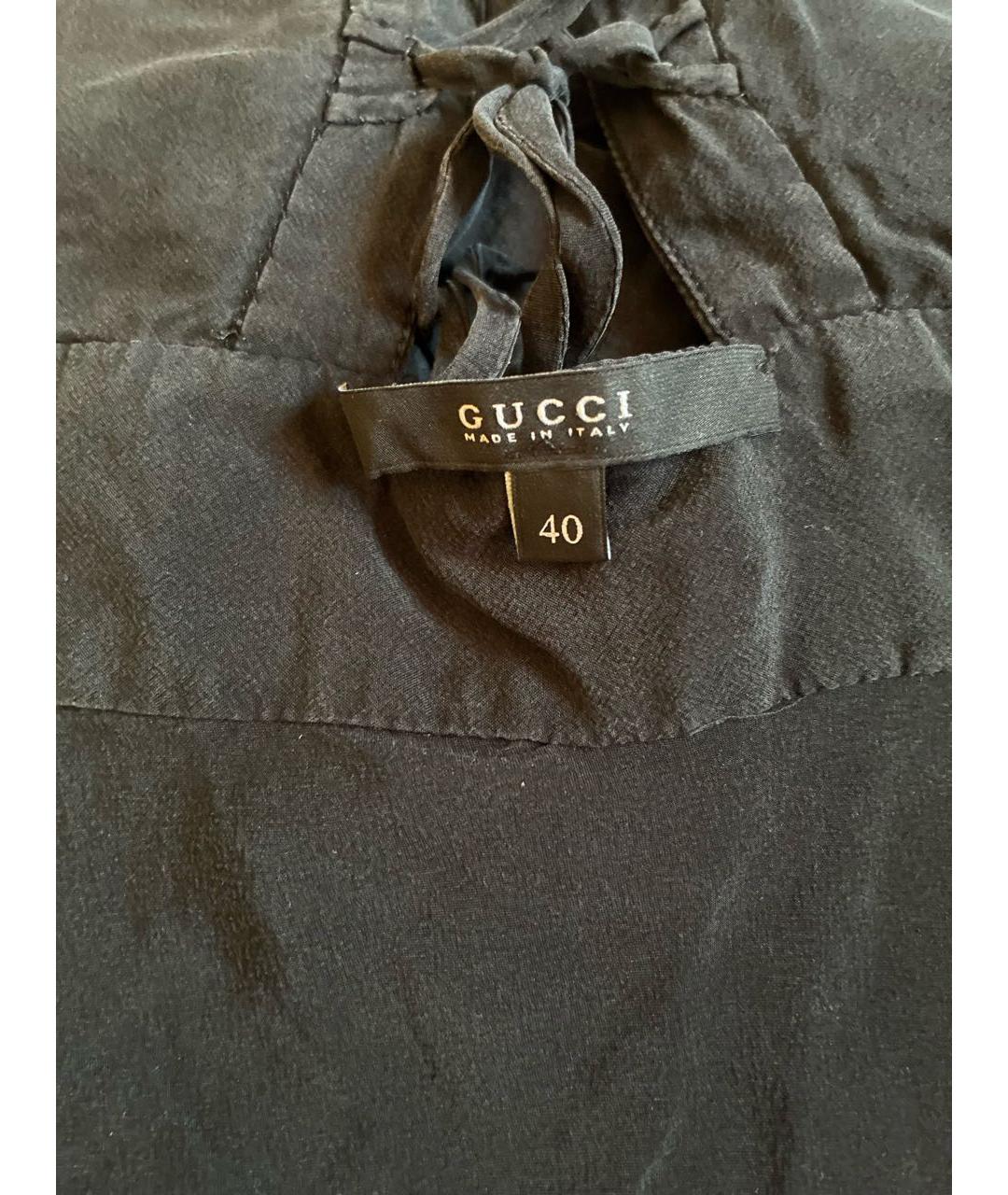 GUCCI Черная шелковая блузы, фото 5